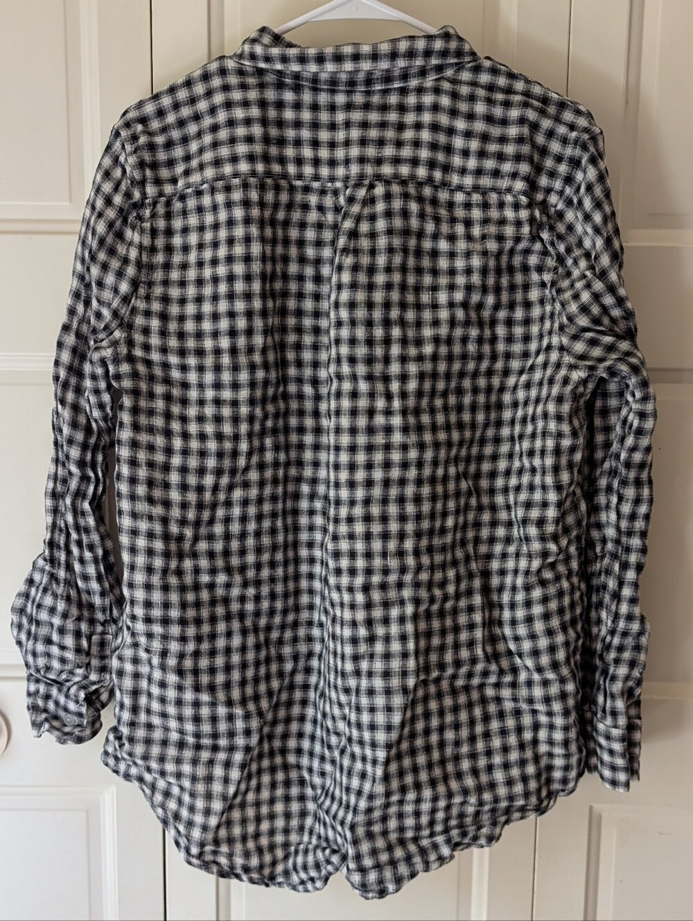 Quince linen black & white gingham button up long sleeve shirt - Picture 3 of 3